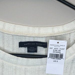 American Eagle  Cream Long Sleeve Shirt